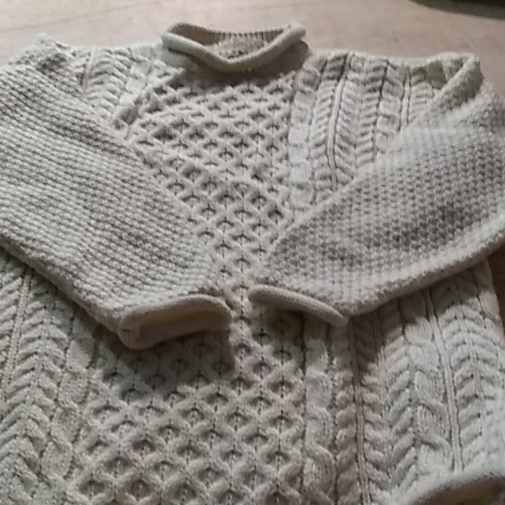 Cream Cable Knit Crewneck Sweater